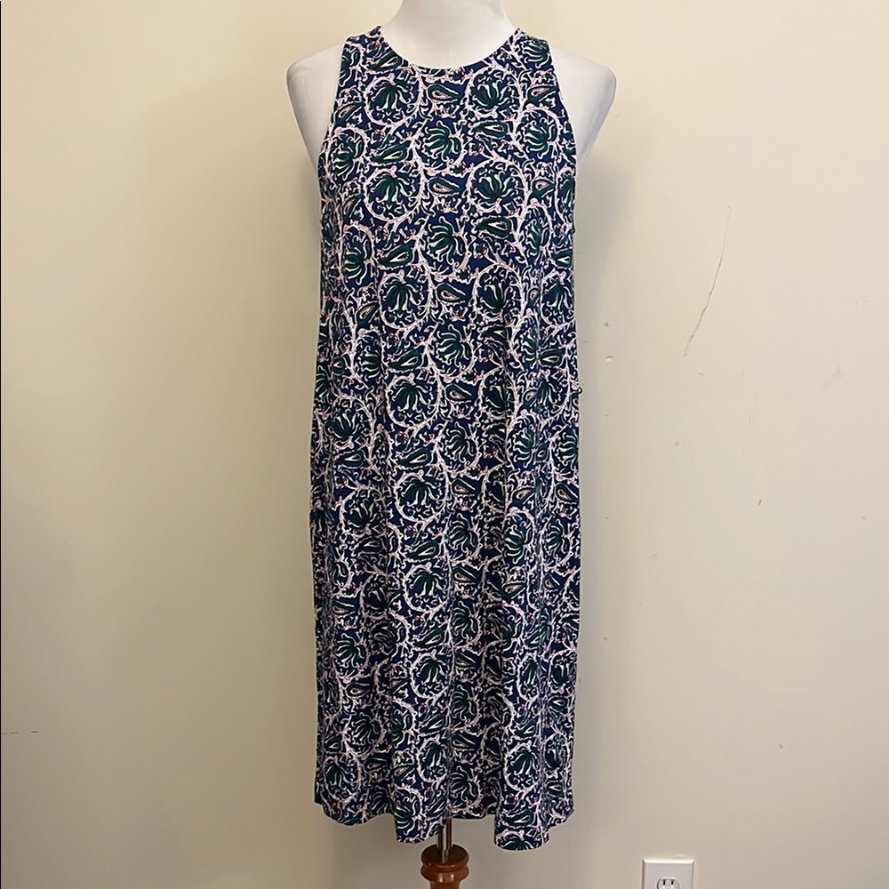 Boden Sleeveless Blue and Green Paisley Sleeveless Dress Size 8L